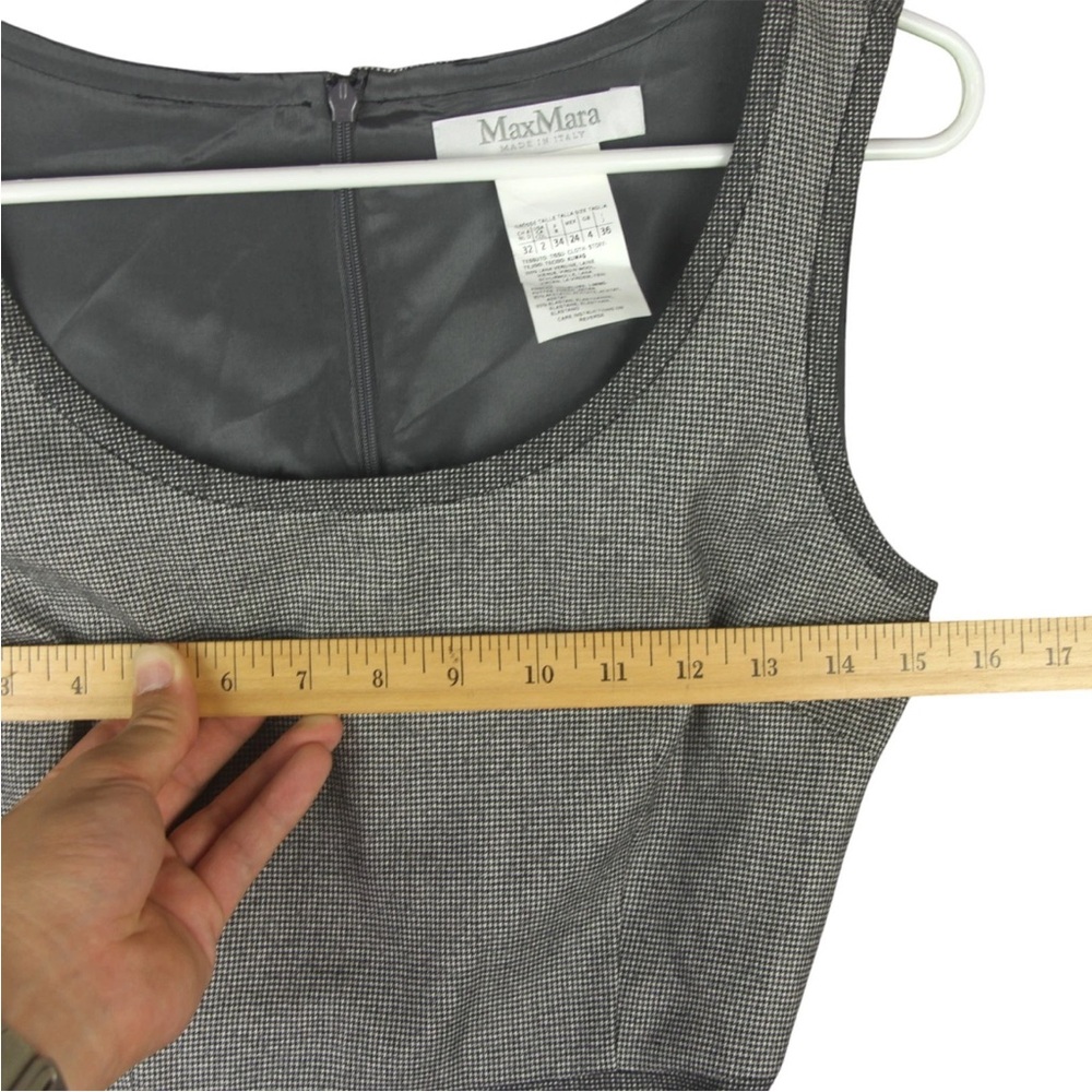 Max Mara Midi Sheath Dress US 2 Belted Sleeveless Wool Old Money Career Gray EUC - Picture 13 of 14